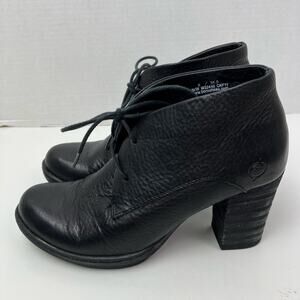 BORN B.O.C Ramsey Heeled Booties Lace Up Chukka Oxford Black Leather Boot Sz 6